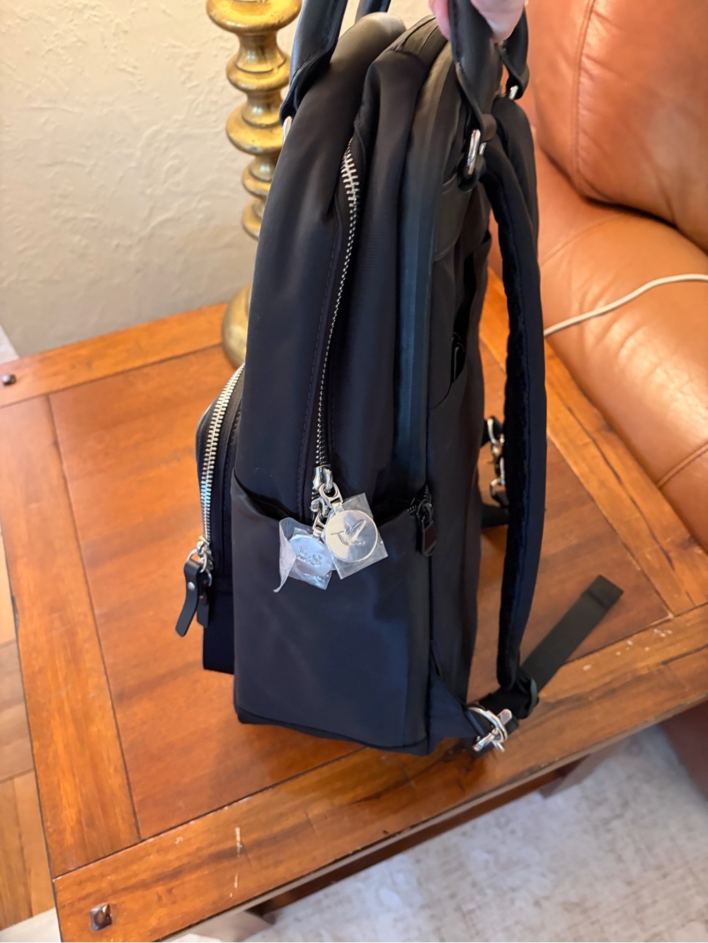Lo & Sons Black Travel Backpack with Leather Trim - Picture 8 of 13